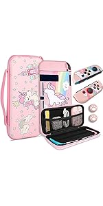 JYPS Unicorn Carrying Case Cover Kit for Nintendo Switch, Bundle with Handle for Console Accessor...