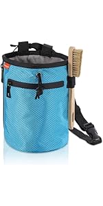 MoKo Climbing Chalk Bag with Chalk Brush, Waterproof Nylon Bouldering Chalk Bag Bucket with 2 Lar...