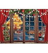 AIIKES 7x5FT Christmas Candy Canes House Backdrop Winter Night Snowflake Cane Sugar Reindeer Sant...