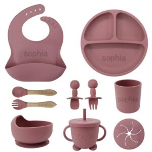 Personalized Silicone Suction Plates for Baby，Custom Toddlers Spoon and Fork
