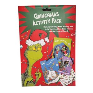 DIVAS SPIRITUAL Grinch Themed Festive Activity Pack Features a Colouring Book Activity Book Story Writing Book Sticker Sheet & Mini Coloured Pencils Ideal for Holiday Fun and Creativity