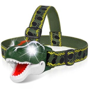 QCTOYS Dinosaur Headlamp T-Rex LED Head Torch for Kids Flashlights Camping Accessories | Dinosaur Toys for Boys Girls Outdoor Toys for Kids Birthday Halloween Christmas Gifts Stocking Stuffers            [Energy Class F]
