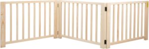 Freestanding Wooden Dog Gate - Indoor Pet Gate with Walk-Through Door
