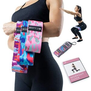 Booty Bands - Fabric Resistance Band Set for Women (3 Pc) by Booty Lab - Glute Loops for Legs