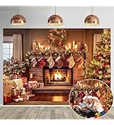 Red Christmas Photo Backdrop Santa's Toy Shop Banner 7x5FT Christmas Store Photography Background...
