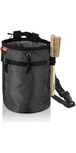 MoKo Climbing Chalk Bag with Chalk Brush, Waterproof Nylon Bouldering Chalk Bag Bucket with 2 Lar...