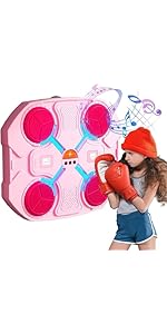 Pink/Black Music Boxing Machine,Musical Boxing Machine Wall Mounted Boxing Equipment with Gloves/...