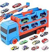 Dinosaur Truck Toys for Boys Ages 3 4 5 6 7 8, Transporter Truck Toy with 6 Race Cars, 2 Dinosaur...
