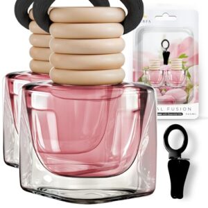 Car Air Fresheners for Women - Floral Fusion Fragrance | Pack of 2 Long Lasting Car Air Freshener | Odour Eliminator Car Diffuser with Essential Oils | Car Air Fresheners Vent Clip by Perfa