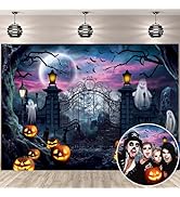 Halloween Backdrop for Photography Halloween Full Moon Night Background Horrible pumpkin lantern ...