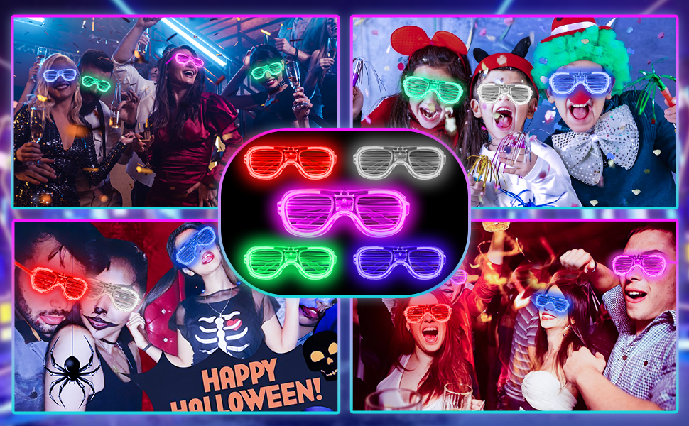 LED Glasses Neon Colors Light Up Glasses Glow in the Dark Party Supplies Favor for Kids Adult 