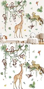 Jungle Animals Tree Branch Wall Stickers