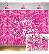 Black and Gold Happy Birthday Backdrop 7x5FT Gold Glitter Balloon Birthday Photography Backdrop W...