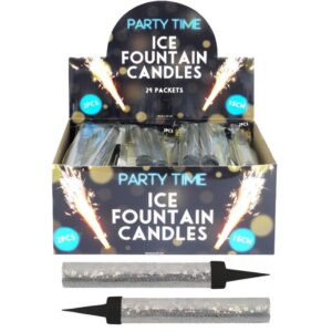 24 x 15cm Silver Ice Sparkling Fountain Candles with Holder: Perfect Cake Sparklers Fountain Candles for Birthday