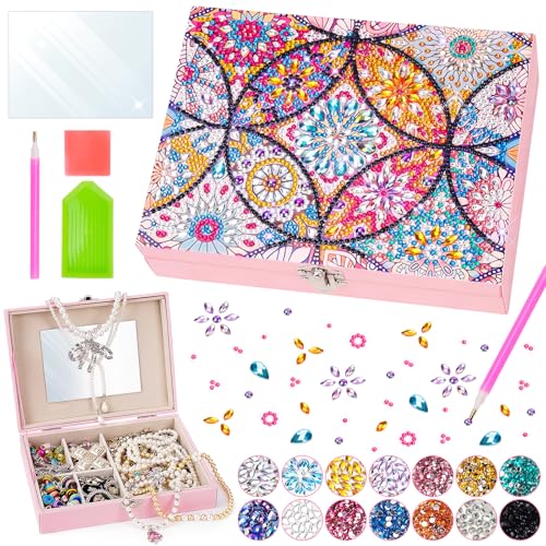 5 6 7 8 9 10 Year Old Girls Gifts: Jewellery Box Diamond Art and Craft Kits for Kids Age 5-12 Girls Toys Birthday Presents Christmas Teenage Girls Gifts Diamond Painting Craft Kits Creative Activities