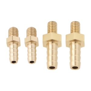 LT Easiyl 4PCS Brass Barb Hose Tail Connector Metric M4x0.7-3mm and M4x0.7-4mm for Pond Pool Hose Pipe Adapters Hose Barb Tail Connector Male Thread Pipe Fitting Gold