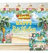 Summer Beach Backdrop for Photography 7x5FT Tropical Palm Leaves Hawaiian Background Aloha Luau B...