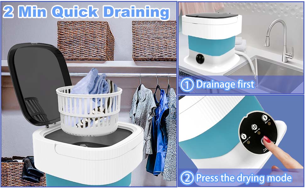 Portable Washing Machine, 11L Foldable Lavadora Portatil with Deep Cleaning of Underwear