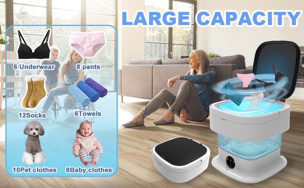 Portable Washing Machine, 11L Foldable Lavadora Portatil with Deep Cleaning of Underwear