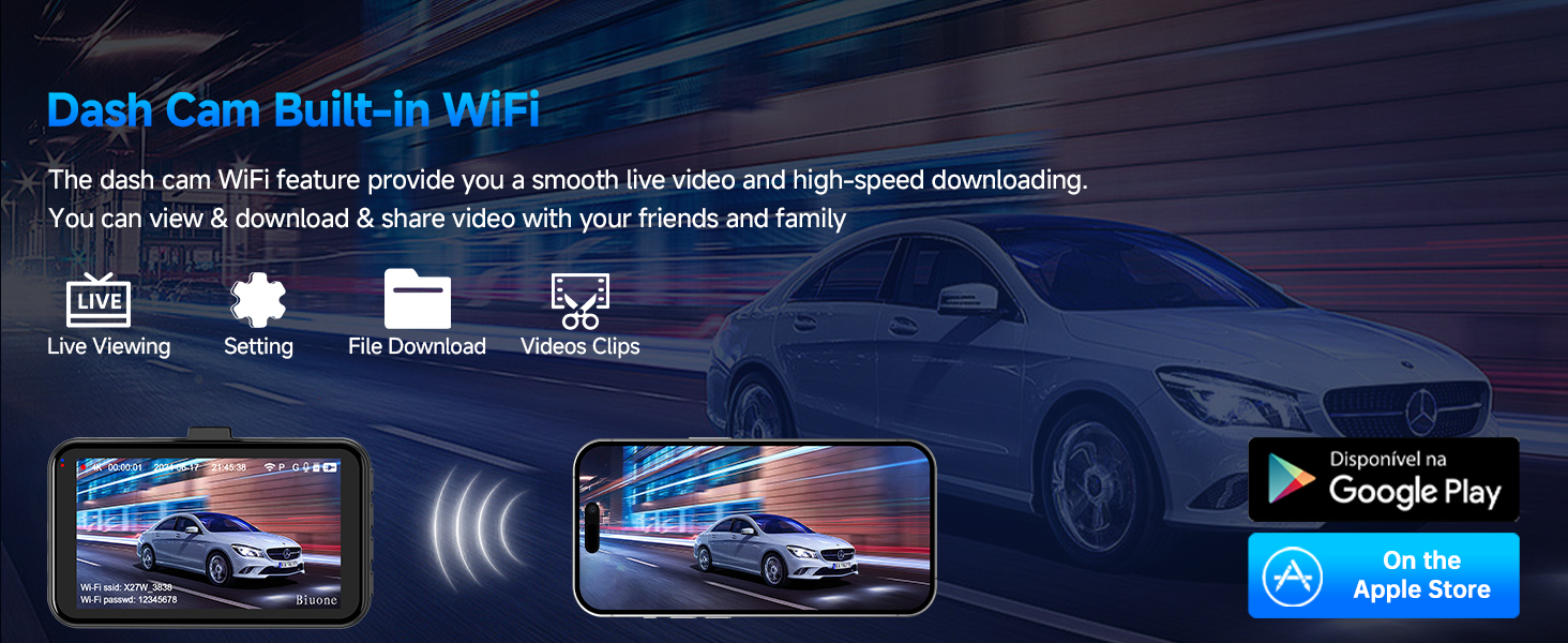 dash cam front and rear wireless