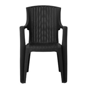 simpa Stackable High Back Plastic Rattan Effect Garden Chair - Graphite Single Chai