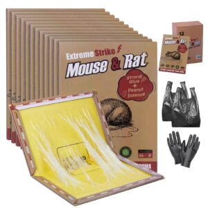 EXTREME STRIKE 12 Packs Pest Sticky Pads With Gloves & Garbage Bags Large Extra Strong Glue Trap Sticky Fly Catchers for Indoor