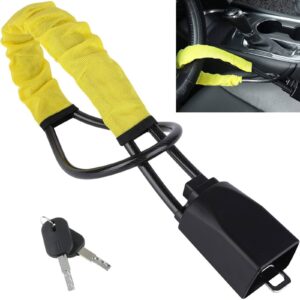Steering Wheel Lock Kit - Universal Seat Belt Lock High Visibility Security Car Steering Lock with 2 Keys Anti-Theft Device for Most Vehicle
