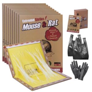 EXTREME STRIKE 8 Packs Mouse & Pest Sticky Pads With Gloves & Garbage Bags Large Extra Strong Glue Trap Sticky Fly Catchers for Indoor