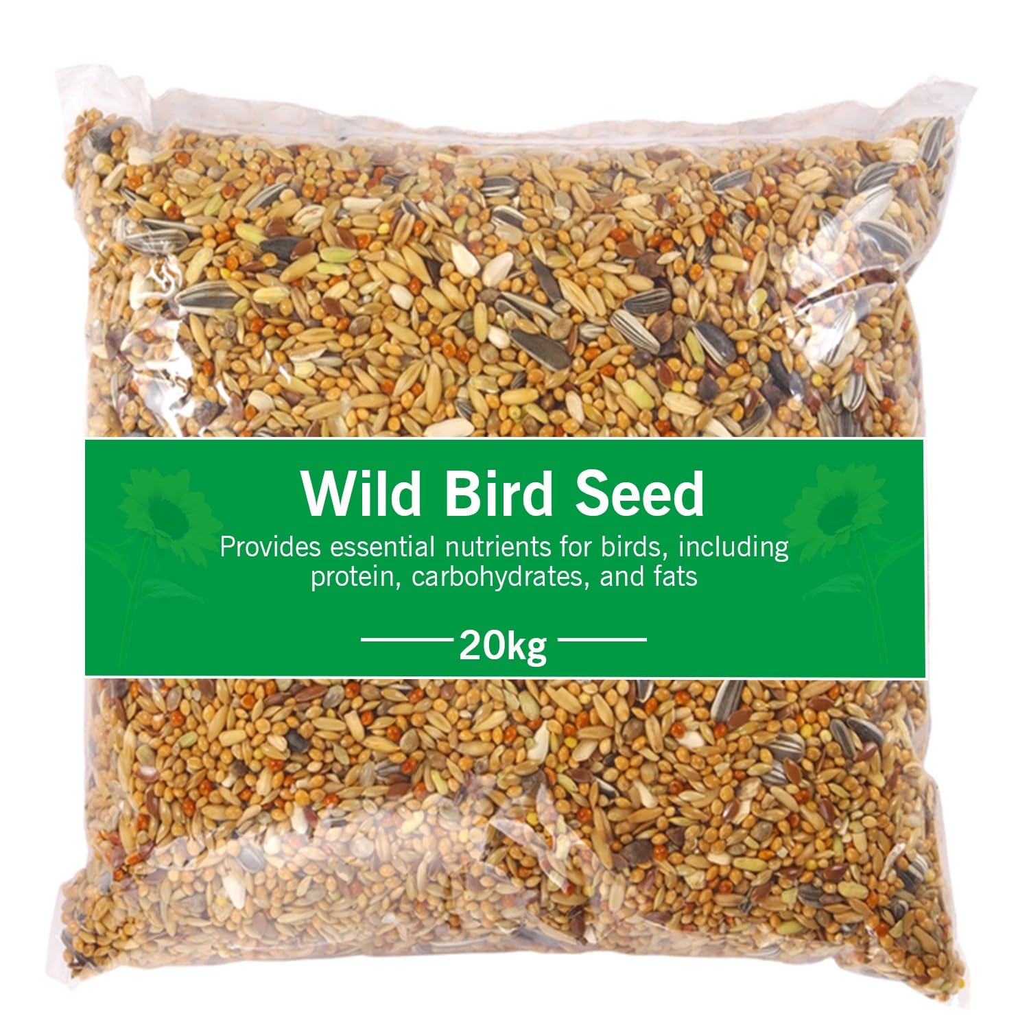 Wild Bird Seed & Grain Mix 20kg – 100% Natural Bird Food with Sunflower Seeds & Peanuts for Wild Birds (Pack of 1)