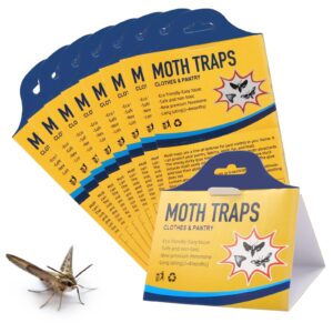 WEDNOK Moth Traps - 8 Sticky Moth Traps with Pheromones for Carpet and Clothes - Pantry Moth Traps for Wardrobes Indoor Rooms Kitchen - Moth Treatment & Preventio