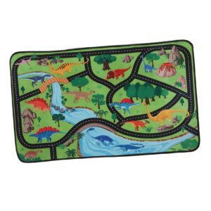 Cabilock Kids Play Mat Road Rug Dinosaur Car Rug For Toddlers Non-slip Map Rug For Playroom And Bedroom Foldable Play Mat Toy Car Ma