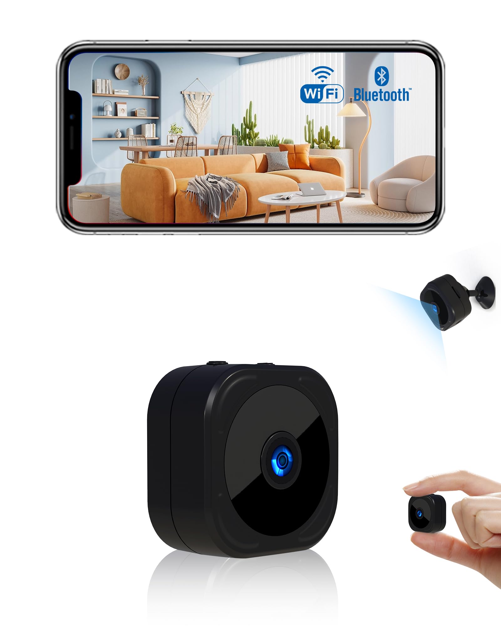 AOBOCAM Mini Camera for Home 1080P HD Indoor Battery Mini Cameras Wireless WiFi Security Camera Pet Camera APP Control Surveillance Camera for Room Nanny Cam with Motion Detection Night Visio
