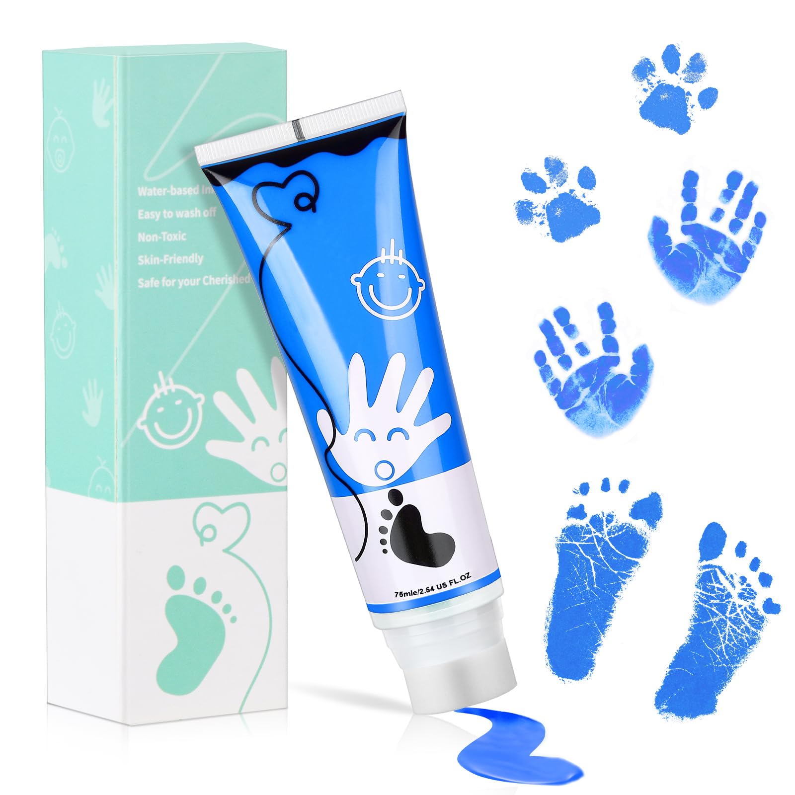 TOGOU2S Baby Hand and Footprint Kit Baby Safe Paint with Sponge Attachment Non Toxic & Acid-Free