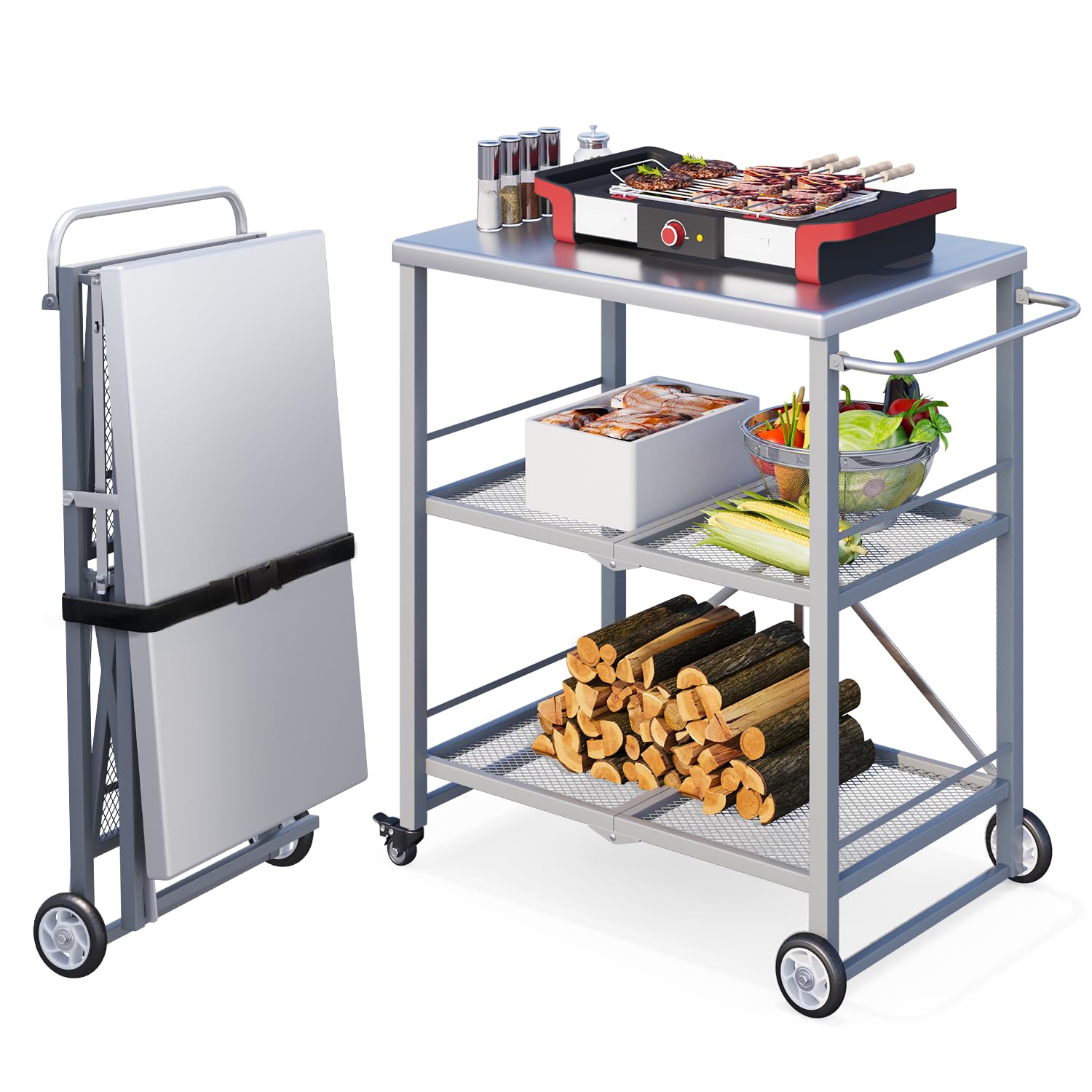 YODOLLA Foldable Stainless Pizza Oven Table