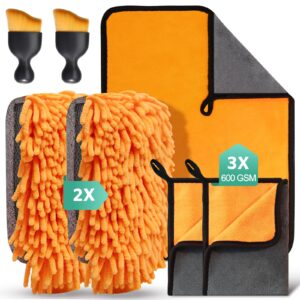 STRHAGO 7 Pcs Car Cleaning Kit with 3 Pack Microfibre Cleaning Cloths