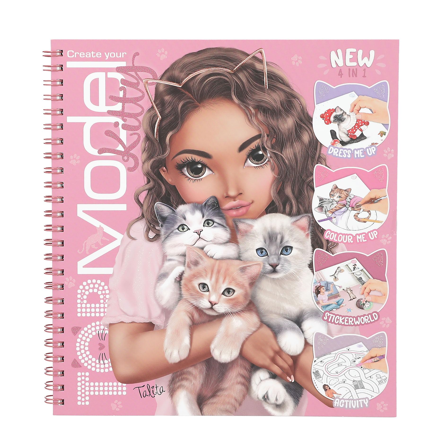 Depesche TOPModel Create Your Kitty 13038 Colouring Book with 47 Pages for Designing Cat Motifs Includes 5 Sticker Sheets