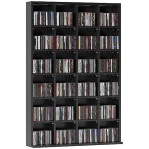 HOMCOM 480 CD/ 312 DVD Storage Shelf Rack Media Storage Unit Shelves Racks Wooden Display Unit with Adjustable Shelves