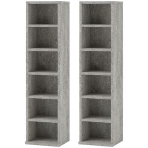 HOMCOM 204 CD Media Display Shelf Unit Set of 2 Blu-Ray Tower Rack w/Adjustable Shelves Bookcase Storage Organiser