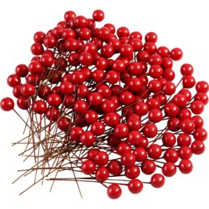 TUPARKA 150 Pcs Christmas Holly Berries Artificial Berries for Christmas Wreath Decorations Wreath Making Supplies Christmas Party Decoratio