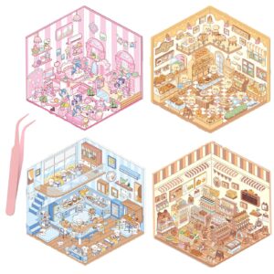 4 Sets 3D House Sticker Set