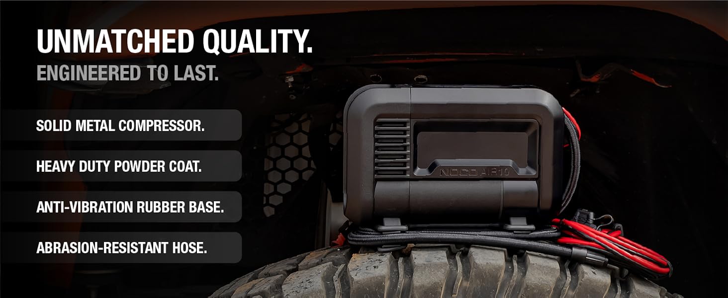 A 12V tyre inflator with unmatched quality, making it the perfect air pump for car tyres