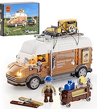 FUNWHOLE Carpentry Van Lighting Building Bricks Set