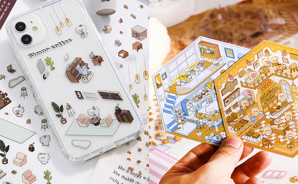 3d house sticker set