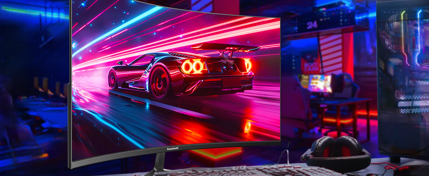 Gawfolk 32 inch Curved Gaming Monitor 240hz, 1800R FHD 1080P Computer Monitors