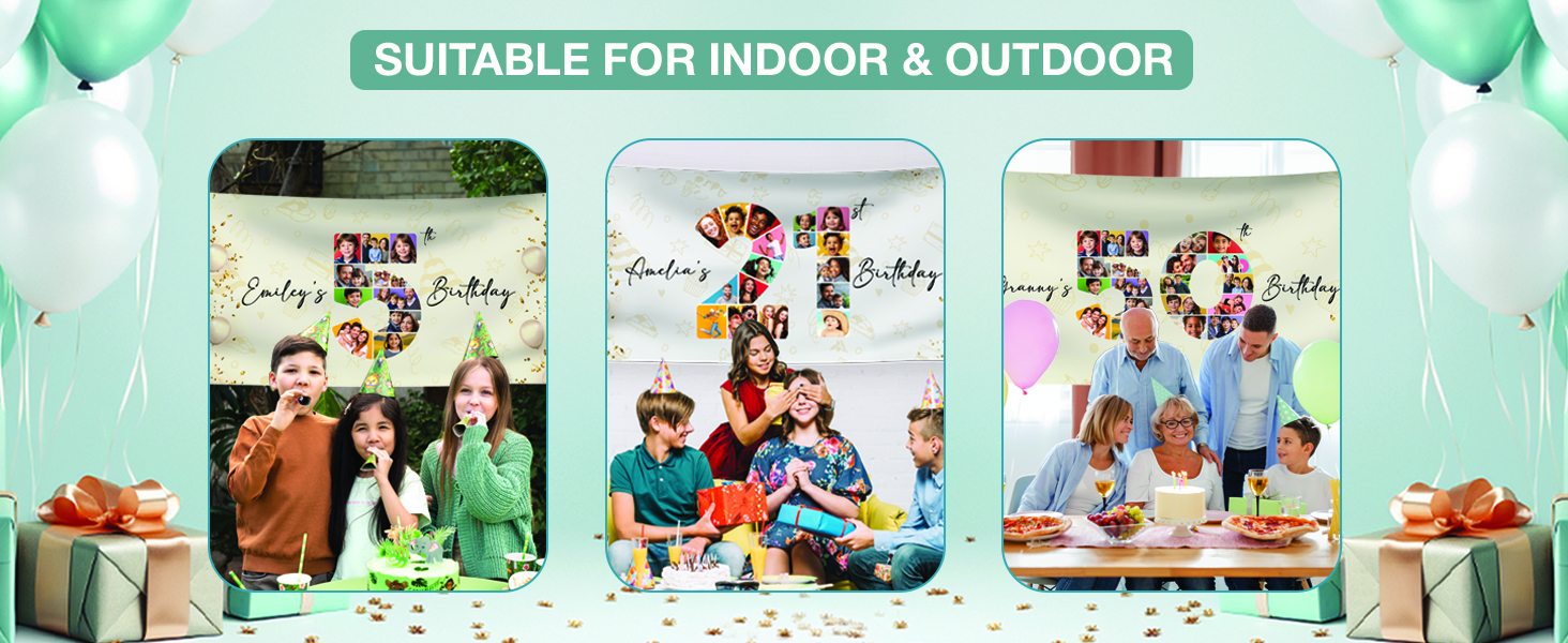 personalised happy birthday banner custom photo backdrop kids party banners gifts