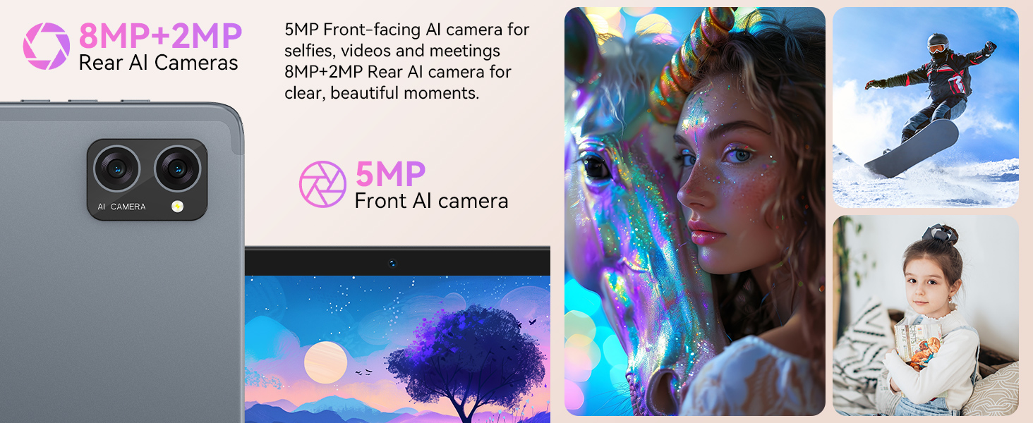 8MP+2MP Rear Al Cameras,5MP Front Al camera