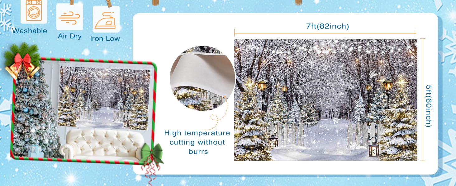 4 X 4 Ft Christmas Window Winter Natural Scenery Backdrop Art Red Xmas Tree Photography Backdrops Snow Holiday Photobooth Portrait Party Banner Festival Photo Studio Props Supplies - View #5