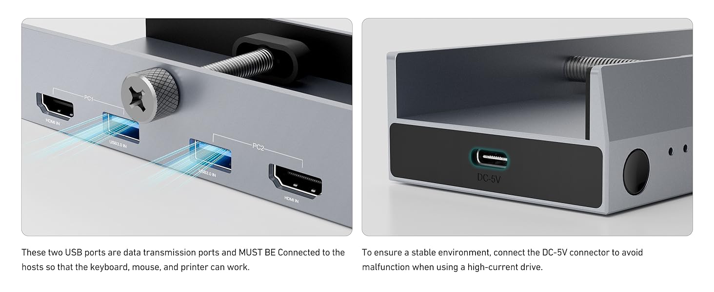 BENFEI USB 3.0 HDMI KVM Switch(8K@60Hz) with 4 USB 3.0 Ports for 2 Computers Sharging Monitor