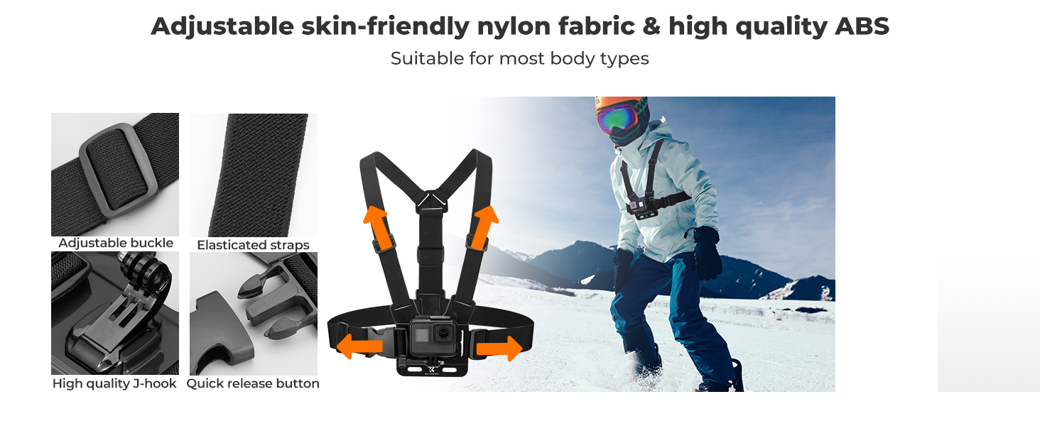 Elastic Chest and Head Harness Compatible with GoPro Action