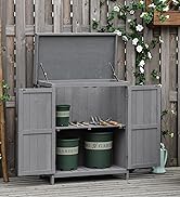 Outsunny Wooden Garden Shed with Two Windows, Tool Storage Cabinet, Outdoor Double Door Organizer...